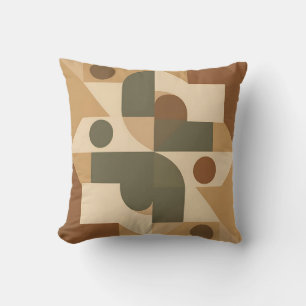 Earthy Boho Geometric Abstract Throw Pillow