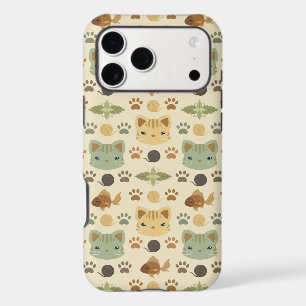Earthy Boho Kitty Cat Beige Sage Green iPhone Case