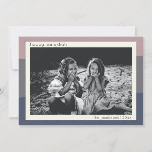 Earthy Boho Modern Abstract Stripes Hanukkah Photo Holiday Card