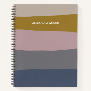 Earthy Boho Modern Abstract Stripes Personalized Notebook