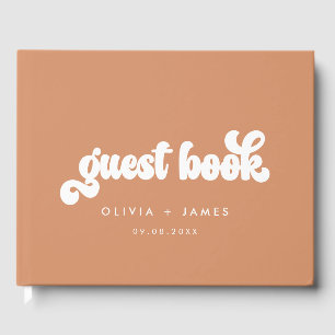Earthy Boho Orange Customizable Wedding Guest Book