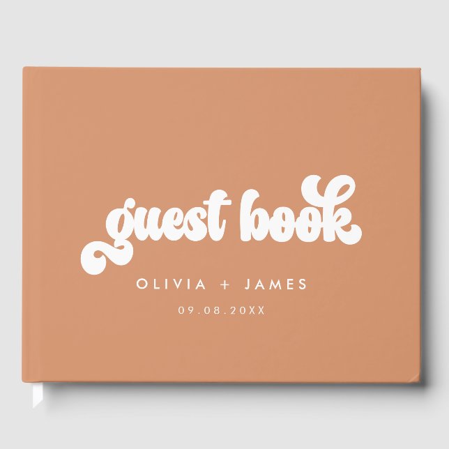 Earthy Boho Orange Customizable Wedding Guest Book (Front)