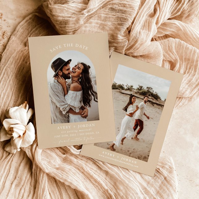 Earthy Boho Photo Enregistrer Les Dates Cartes (Créateur téléchargé)