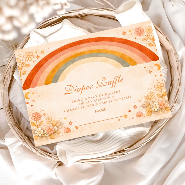 Earthy Boho Rainbow Diapper Raffle Enclosure Card (Creator Uploaded)