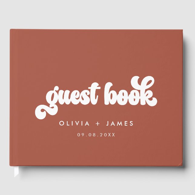 Earthy Boho Terracotta Customizable Wedding Guest Book (Front)