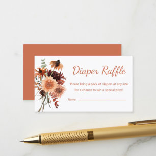 Earthy Boho Terracotta Floral Diaper Raffle Enclosure Card