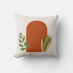 Earthy Boho Wall Art Print - Minimalist Botanical Throw Pillow