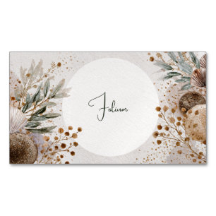Earthy Boho Watercolor Rustic Foliage Folk Art Magnetic Business Card