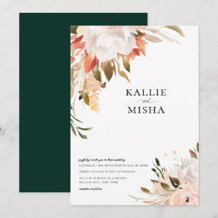 Earthy Botanical Floral Bouquet Wedding Invitation