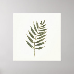 Earthy Botanical Leaf Stem Vintage Cream Rustic Canvas Print