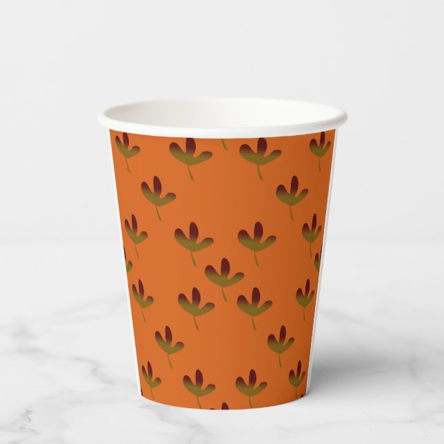 Earthy botanical, nature inspired pattern paper cups (Back)