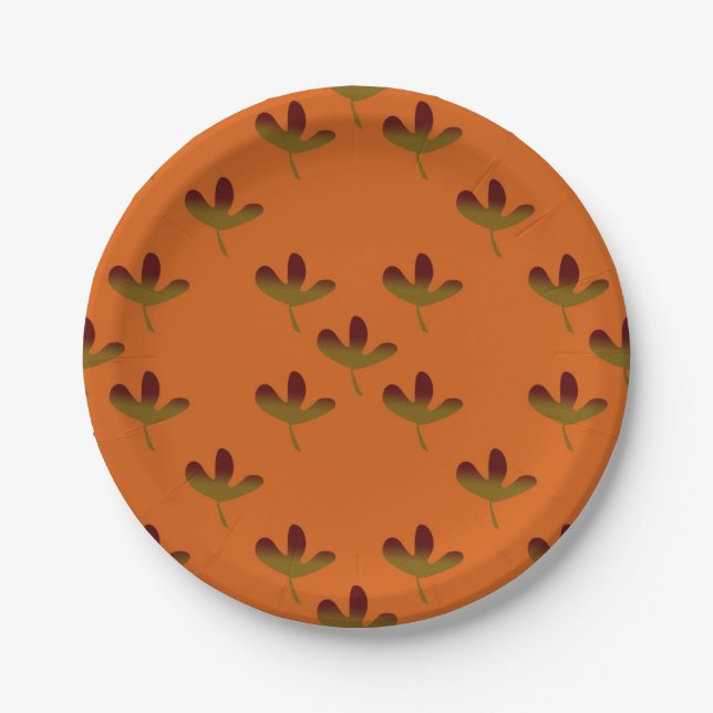 Earthy botanical, nature inspired pattern paper plate (Front)