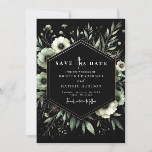 Earthy Botanical Romance Sage Green Wedding  Save The Date
