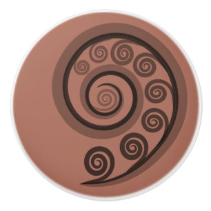 Earthy Bronze-Brown Curly Swirls Ceramic Knob