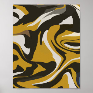 Earthy Brown Abstract Art with Fluid Swirls Poster