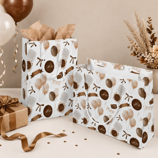 Earthy Brown Balloon & Bento Cake Birthday  Large Gift Bag