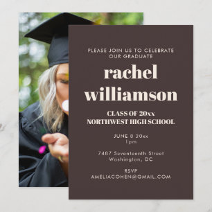Earthy Brown Class of 2026 Photo Graduation Party  Invitation