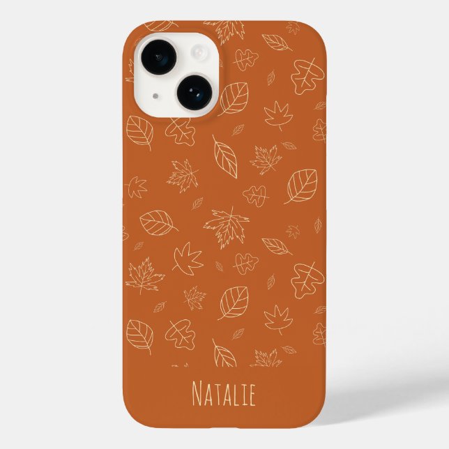 Earthy Brown Fall Leaves Pattern Case-Mate iPhone Case (Back)