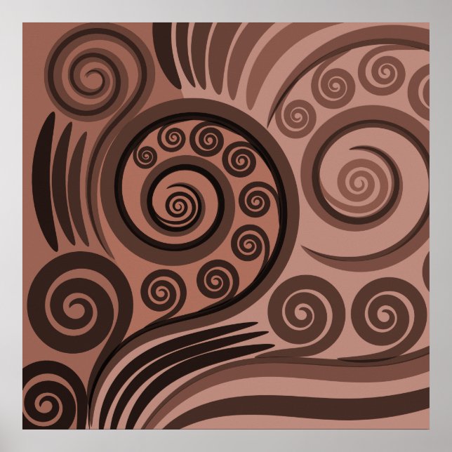 Earthy Brown Fern Frond Curls  Poster (Front)