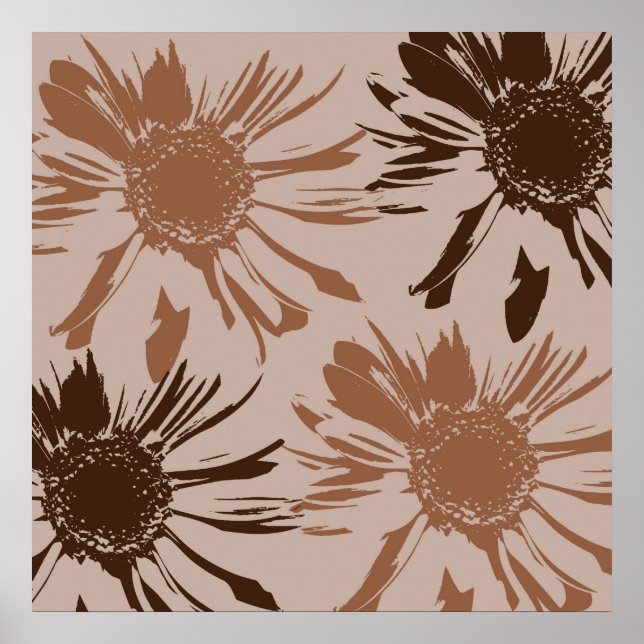 Earthy Brown Gerbera Flowers Poster (Front)