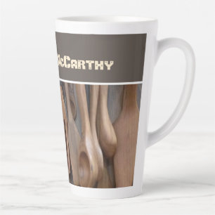 Earthy Brown Handcrafted Woodenware Photo Latte Mug