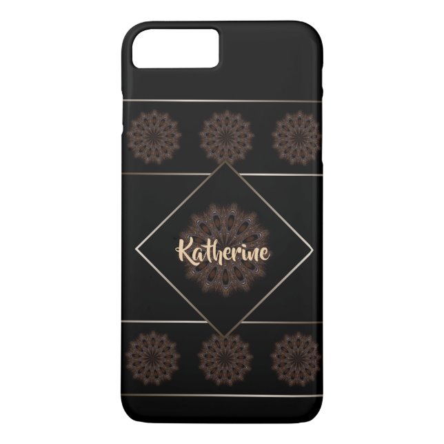 Earthy Brown Rustic Mandala Monogram Case-Mate iPhone Case (Back)