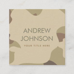 Earthy Camo Camouflage Military Style Pattern  Square Business Card