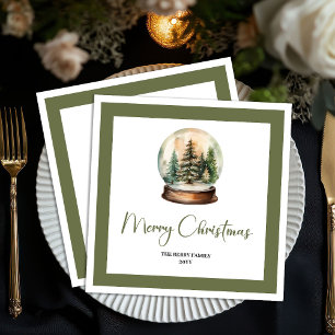 Earthy Christmas Ball Minimal Script Name Napkins