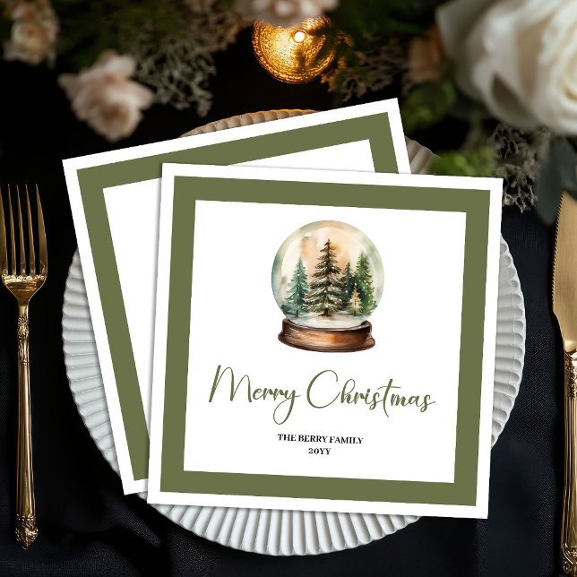 Earthy Christmas Ball Minimal Script Name Napkins (Earthy Christmas Ball Minimal Script Name Napkins)