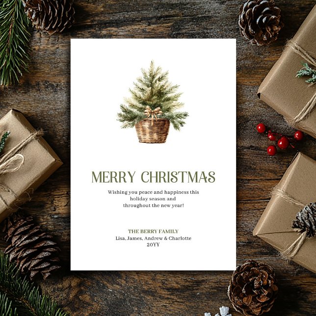 Earthy Christmas Tree Sack Sage Ivory Modern Card (Earthy Christmas Ornament Sage Ivory Modern Card)