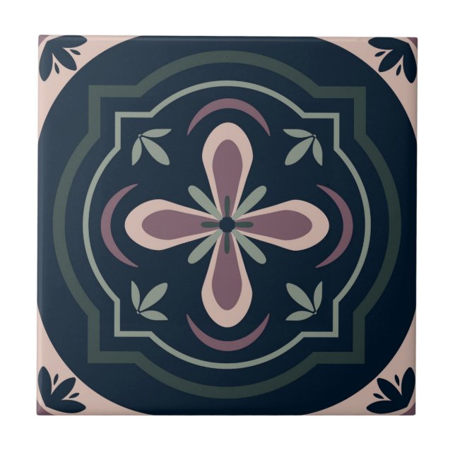 earthy colored floral geometric tiles (Front)