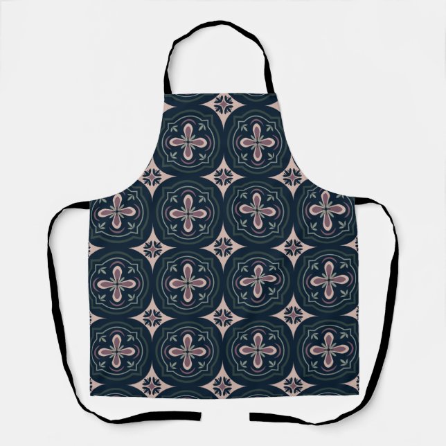 earthy colored floral geometric tiles apron (Front)