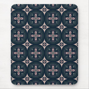 earthy colored floral geometric tiles mouse pad