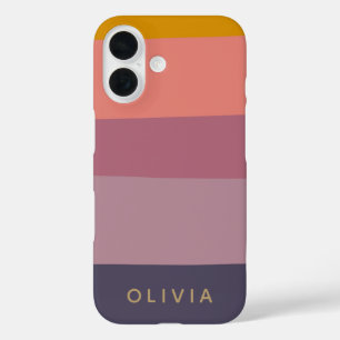Earthy Colour Block Shapes Purple Personalized Nam iPhone 16 Case