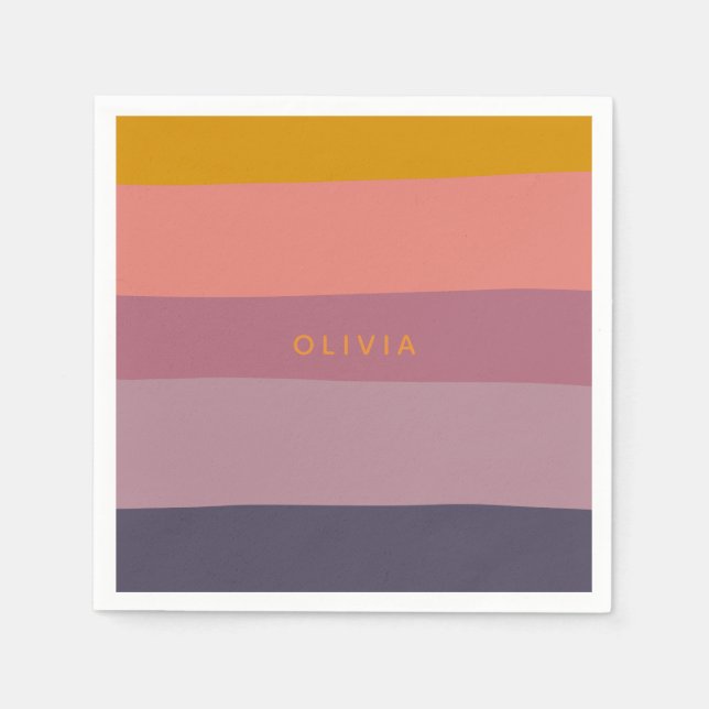 Earthy Colour Block Shapes Purple Personalized Napkin (Front)