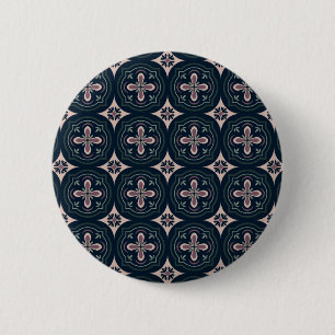 earthy coloured floral geometric tiles 2 inch round button