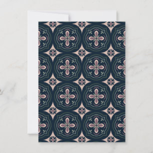 earthy coloured floral geometric tiles invitation