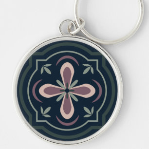 earthy coloured floral geometric tiles keychain