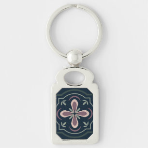 earthy coloured floral geometric tiles keychain