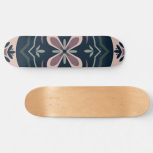 earthy coloured floral geometric tiles skateboard