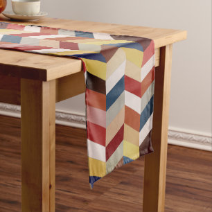 Earthy Colourful Chevron Pattern Short Table Runner