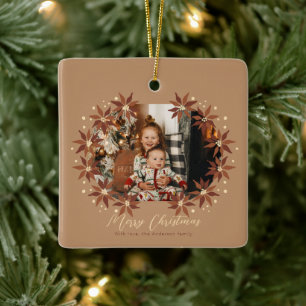 Earthy colours family photo Ceramic Square Ornamen Ceramic Ornament