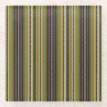 Earthy Colours Latvian Skirt Stripes Traditional Glass Coaster<br><div class="desc">This design is inspired by Earthy Colours of  Latvian Traditional Skirt Stripes in moss green and earth brown tones</div>