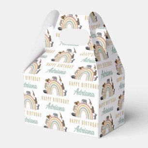 Earthy Colours Rainbow Jungle Animals Birthday Nam Favor Box