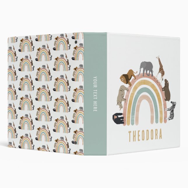 Earthy Colours Rainbow Jungle Animals Pattern Albu Binder (Background)