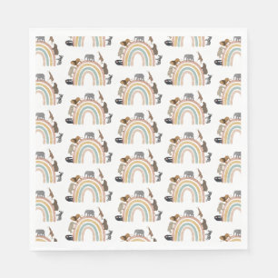 Earthy Colours Rainbow Jungle Animals Pattern   Napkin