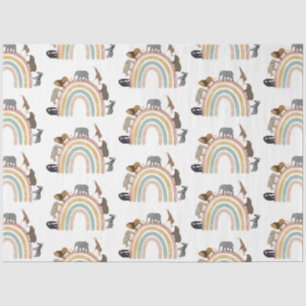 Earthy Colours Rainbow Jungle Animals Pattern  Tissue Paper