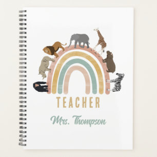 Earthy Colours Rainbow Jungle Animals Teacher Planner