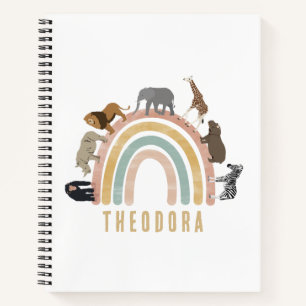 Earthy Colours Watercolor Rainbow Jungle Animals Notebook