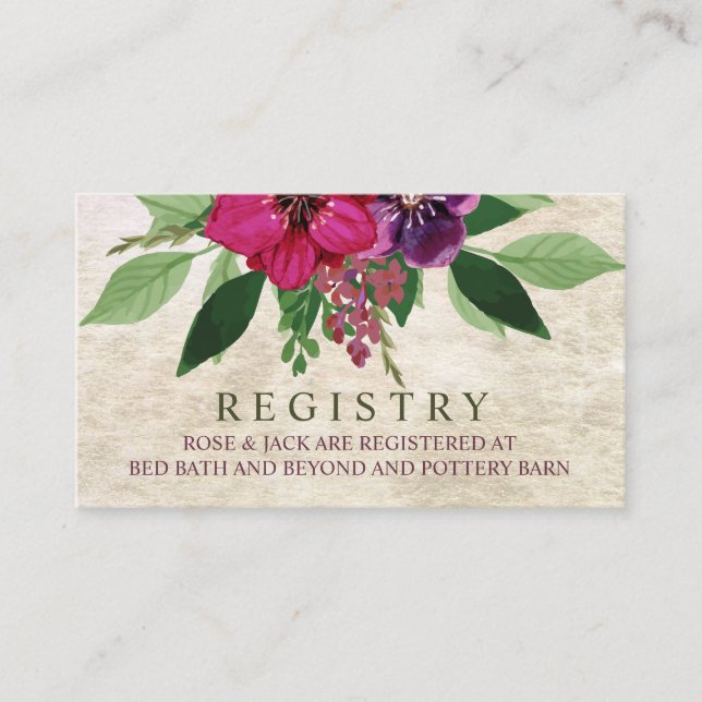 Earthy, Cranberry-Plum Wedding Registry Card (Front)